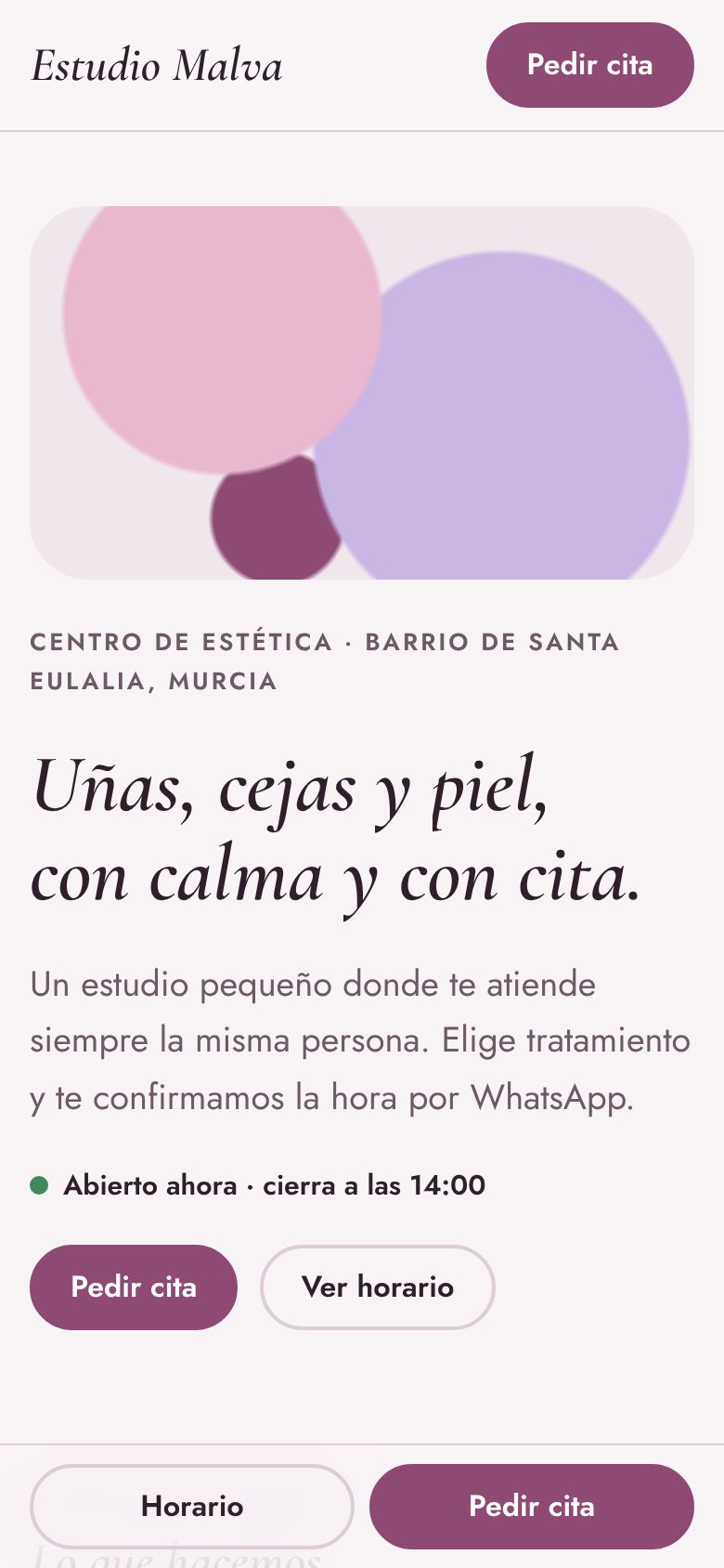 La web de muestra de Estudio Malva en un móvil